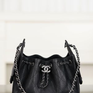 Chanel 26C系列 25bag mini鱼子酱 黑球银 图5