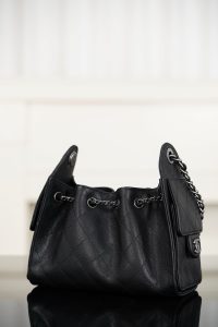 Chanel 26C系列 25bag mini鱼子酱 黑球银 图6