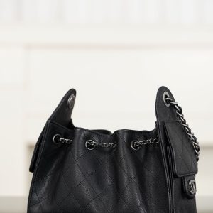 Chanel 26C系列 25bag mini鱼子酱 黑球银 图6