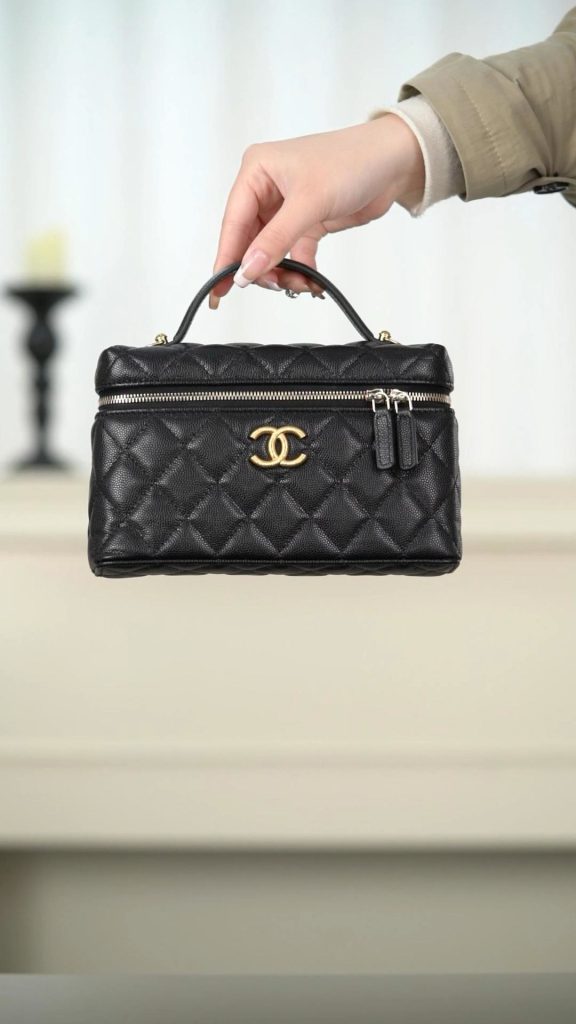 Chanel 25P 新款饭盒包 黑金 荔枝牛 图1