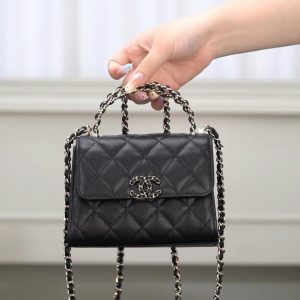 Chanel 25s 交叉手柄kelly 黑金荔枝 竖款 图1