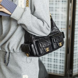 CHAENL 25c 小号嬉皮 hobo bag 黑金 图7