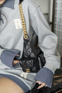 CHAENL 25c 小号嬉皮 hobo bag 黑金 图8