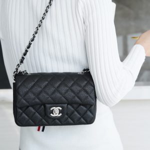 CF Classic Flap |荔枝纹 Mini 黑银 图1