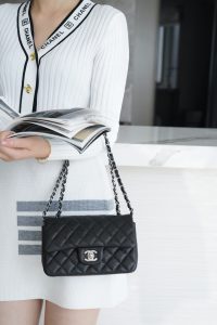 CF Classic Flap |荔枝纹 Mini 黑银 图5