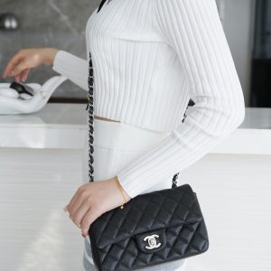 CF Classic Flap |荔枝纹 Mini 黑银 图8